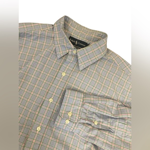 Ralph Lauren Men Classic Fit Shirt Plaid Blue Pink Pony 17 34/35 XL - Picture 1 of 7